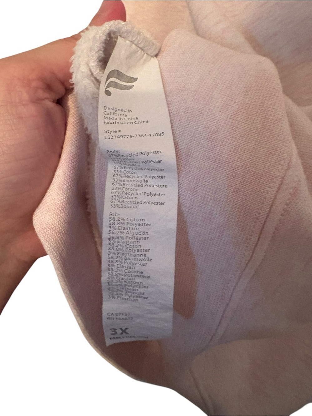 Fabletics Sweatshirt Blush Crewneck Pullover Plus Size 3X - Picture 3 of 4